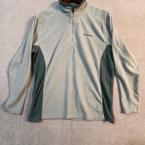 Columbia Mens  Size Large Teal Aqua Blue Long Sleeve 1/4 Zip Pullover Fleece